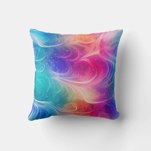 Swirling Rainbow Abstract Throw Pillow クッション (裏面)