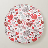 Swirling Red Decorative Heart Pattern ラウンドクッション (正面)