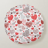 Swirling Red Decorative Heart Pattern ラウンドクッション (裏面)