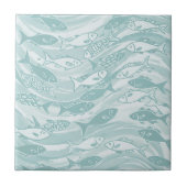 Swirling School of Fish in Teal ID1200 タイル (正面)