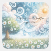 Swirling Skies / Daisies & Quote スクエアシール (正面)