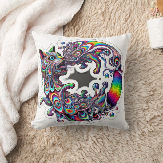 Swirling Spiral Cat Throw Pillow クッション (ブランケット)