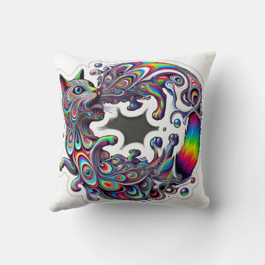 Swirling Spiral Cat Throw Pillow クッション (裏面)