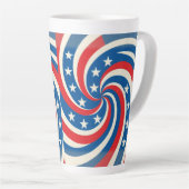 Swirling Stars and Stripes Patriotic カフェラテマグ (右アングル)