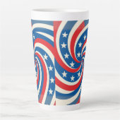 Swirling Stars and Stripes Patriotic カフェラテマグ (正面)
