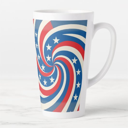 Swirling Stars and Stripes Patriotic カフェラテマグ (右)