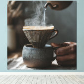 Swirling Steam Handheld Pour キャンバスプリント (インサイチュ (ウッドフロア))