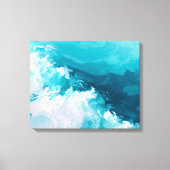 Swirling Turquoise Waves Abstract Ocean Wave Art キャンバスプリント (正面)