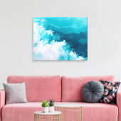 Swirling Turquoise Waves Abstract Ocean Wave Art キャンバスプリント (インサイチュ (リビング))