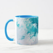 Swirling Turquoise Waves Abstract Ocean Wave Art マグカップ (左)