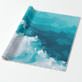 Swirling Turquoise Waves Abstract Ocean Wave Art ラッピングペーパー (アンロールド)