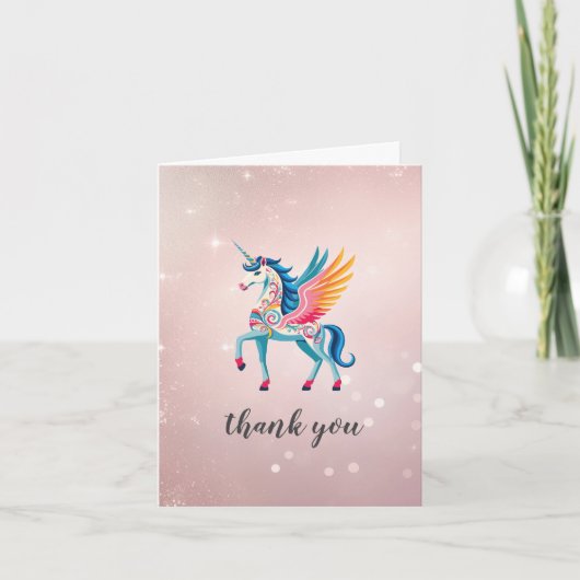 Swirling Unicorn Thank You Card サンキューカード (正面)