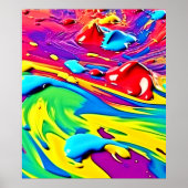 Swirling Vibrant Paint Art ポスター (正面)