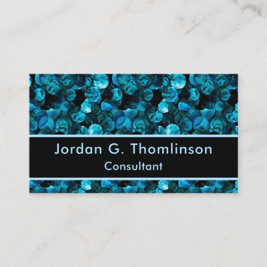 Swirls in Light Blue Aqua Teal and Black Stunning 名刺 (正面)