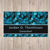 Swirls in Light Blue Aqua Teal and Black Stunning 名刺