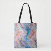 Swirls of Pink, Blue, Gold, Creates Marbled Effect トートバッグ (正面)