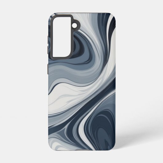 Swirls of white milk in dark blue samsung galaxyケース (裏面)