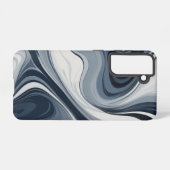 Swirls of white milk in dark blue samsung galaxyケース (裏面横)
