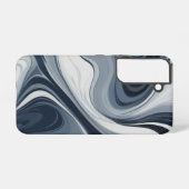 Swirls of white milk in dark blue samsung galaxyケース (裏面横)