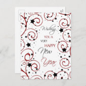 Swirls & Stars Happy New Year Postcards シーズンポストカード (正面/裏面)