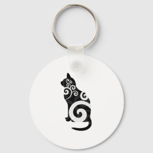Swirly Cat Black キーホルダー