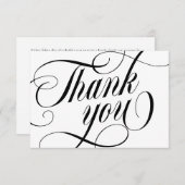 Swirly Elegant Black Script Thank You With Love サンキューカード (正面/裏面)