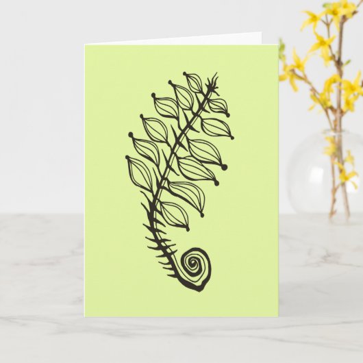 Swirly fern カード (黄色い花)