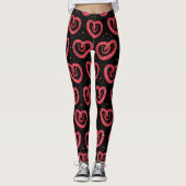Swirly Red Abstract Hearts Pattern レギンス (正面)