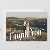 Swirly Typography Wedding Photo Thank You Card サンキューカード (正面)