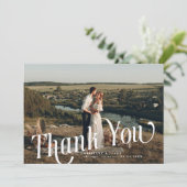 Swirly Typography Wedding Photo Thank You Card サンキューカード (スタンド正面)
