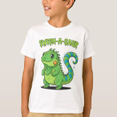 Swish-A-Saur Cute Iguana Dinosaur with Striped Swi Tシャツ (正面)