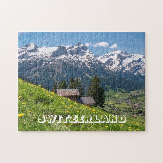 Swiss Alpine Mountain Landscape ジグソーパズル (横)