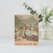 Swiss Alpsのヴィンテージポストカードでオン。 ポストカード (スタンド正面)