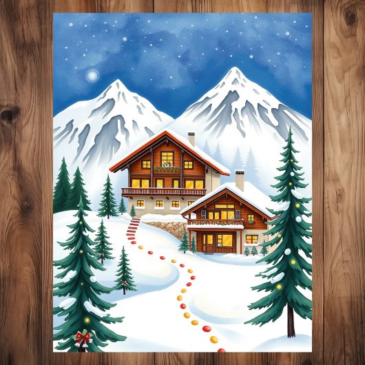 Swiss Alps Chalet Winter Mountain Travel ポストカード