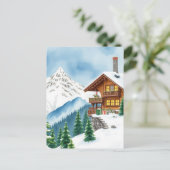 Swiss Alps Chalet Winter Mountain Travel Souvenir ポストカード (スタンド正面)