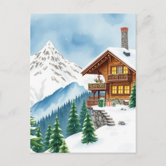 Swiss Alps Chalet Winter Mountain Travel Souvenir ポストカード (正面)