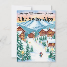 Swiss Alps Christmas Cozy Mountain Chalet ポストカード