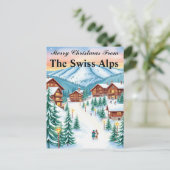 Swiss Alps Christmas Cozy Mountain Chalet ポストカード (スタンド正面)