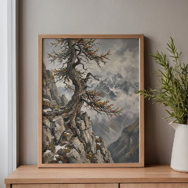Swiss Alps Eiger Larch Tree Art キャンバスプリント