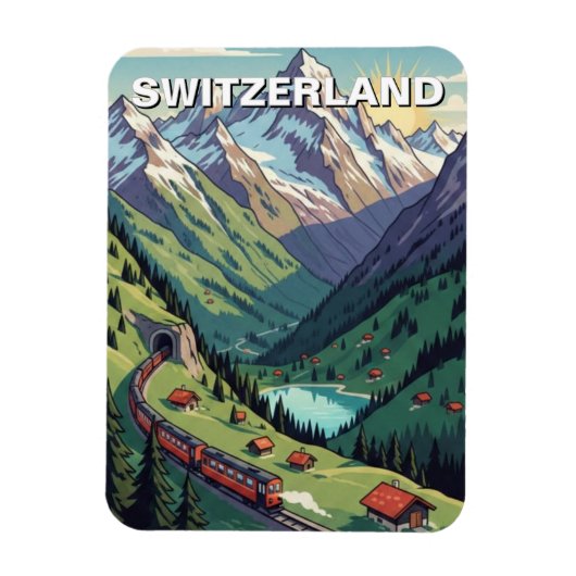 Swiss Alps Switzerland Travel マグネット (縦)