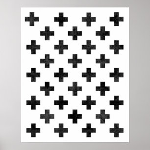 Swiss cross pattern art print Modern minimalist ポスター
