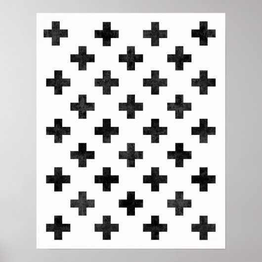 Swiss cross pattern art print Modern minimalist ポスター (正面)