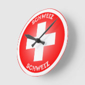 Swiss Cross Schweiz Circle Shape  ラウンド壁時計 (傾斜)