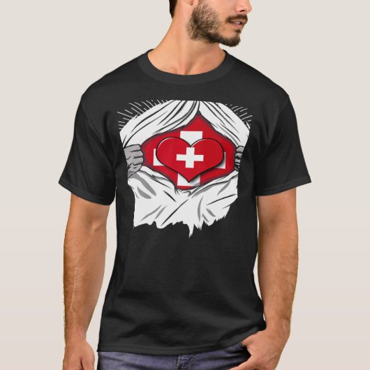 Swiss flag home of Switzerland   Tシャツ (正面)