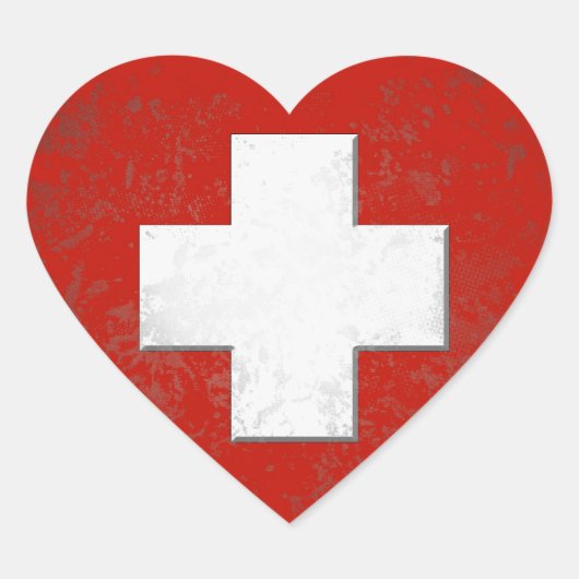 Swiss flag sticker ハートシール (正面)