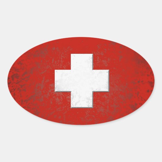 Swiss flag sticker 楕円形シール (正面)