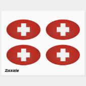 Swiss flag sticker 楕円形シール (シート)