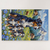 Swiss Mountain Dog Alpine Gentian Art ジグソーパズル (横)