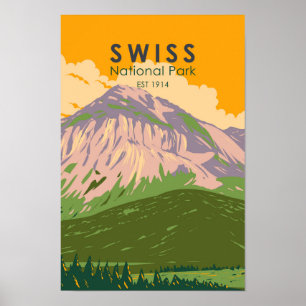 Swiss National Park Switzerland Vintage ポスター
