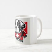 Swiss Saint Bernard Mug with Swiss Flag Scarf コーヒーマグカップ (正面右)